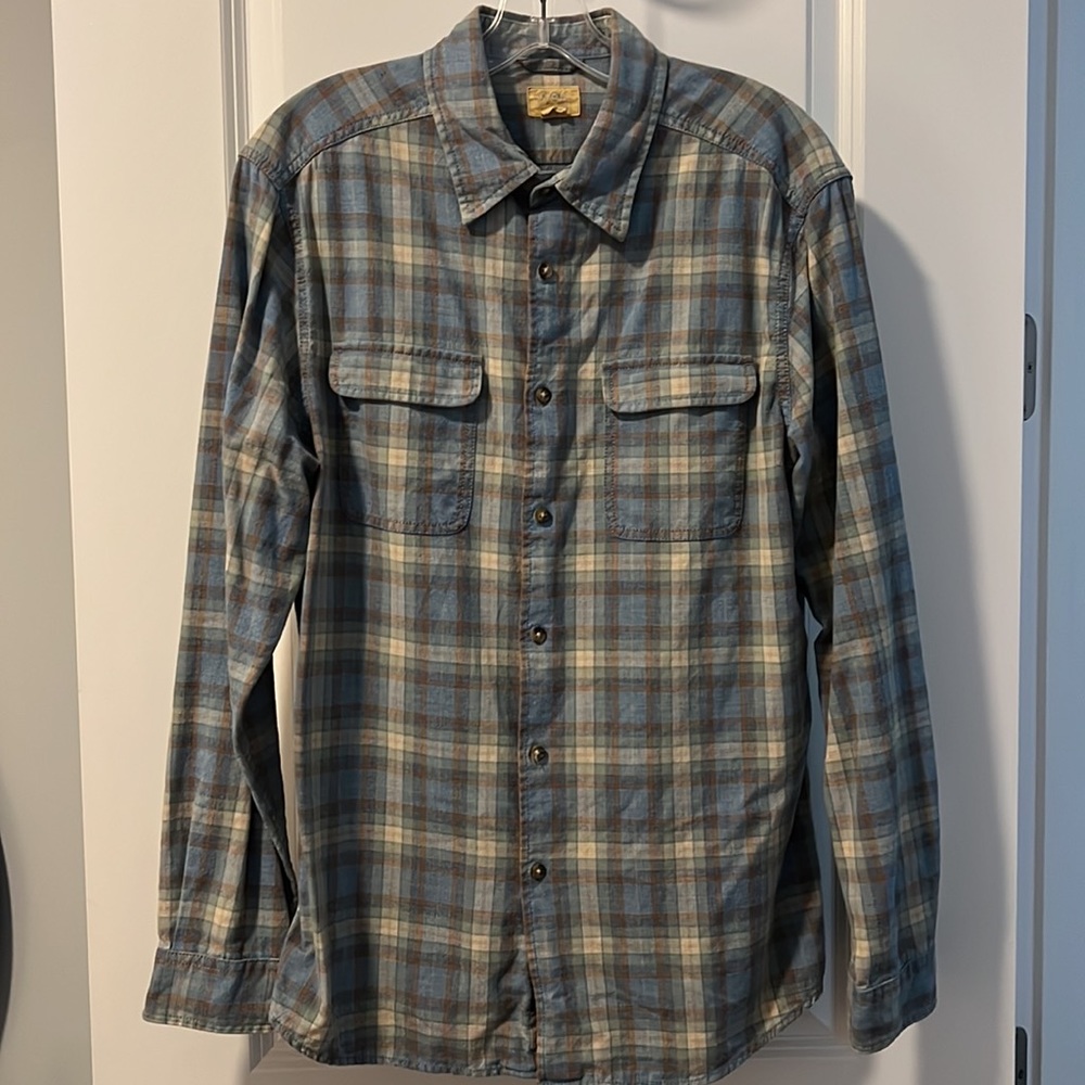 Men’s Tre Vero blue plaid long sleeve shirt